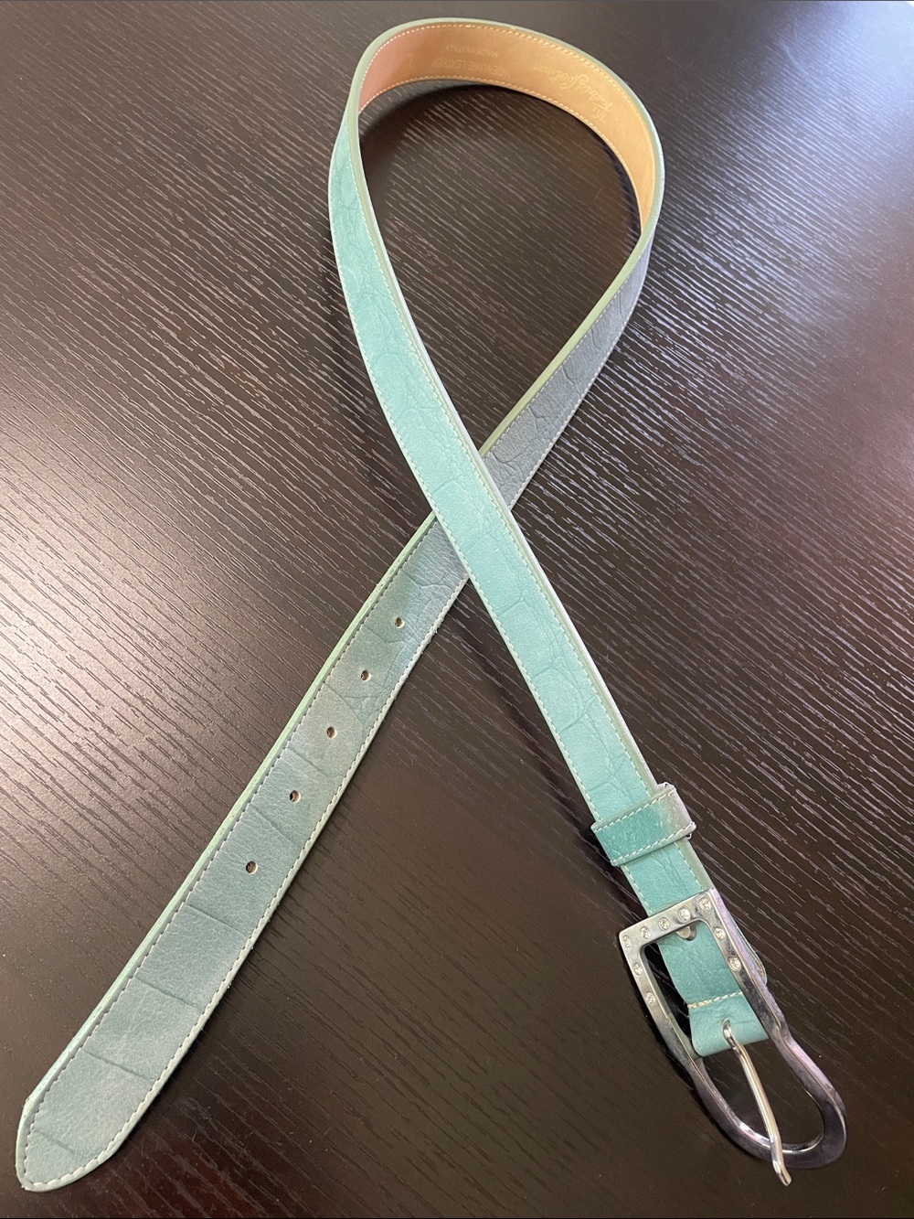 The Tailored Sportsman Mint Green Leather Belt with Silver Buckle